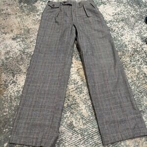 90s Austin Reed Wool Pants Glenn Check Adjustable Waist USA  29.5x29.5 Pleated